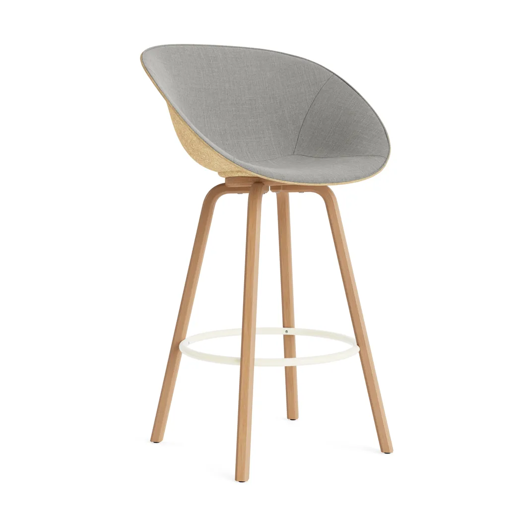 Krzesło Mat Bar Armchair, tapicerowany przód 75 cm, Remix 133-hemp-beech-cream steel Normann Copenhagen