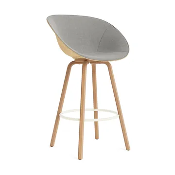 Krzesło Mat Bar Armchair, tapicerowany przód 75 cm - Remix 133-hemp-beech-cream steel - Normann Copenhagen