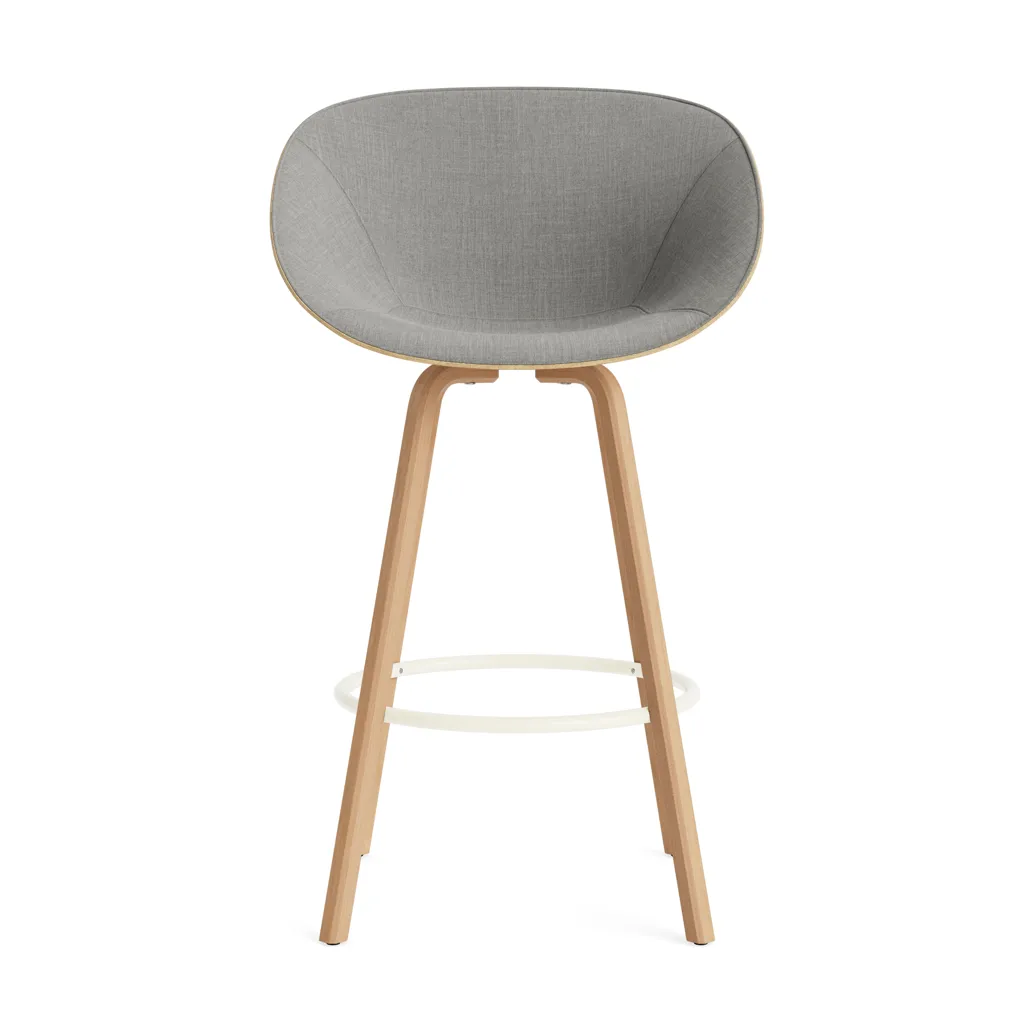Krzesło Mat Bar Armchair, tapicerowany przód 75 cm, Remix 133-hemp-beech-cream steel Normann Copenhagen