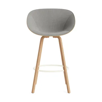 Krzesło Mat Bar Armchair, tapicerowany przód 75 cm - Remix 133-hemp-beech-cream steel - Normann Copenhagen