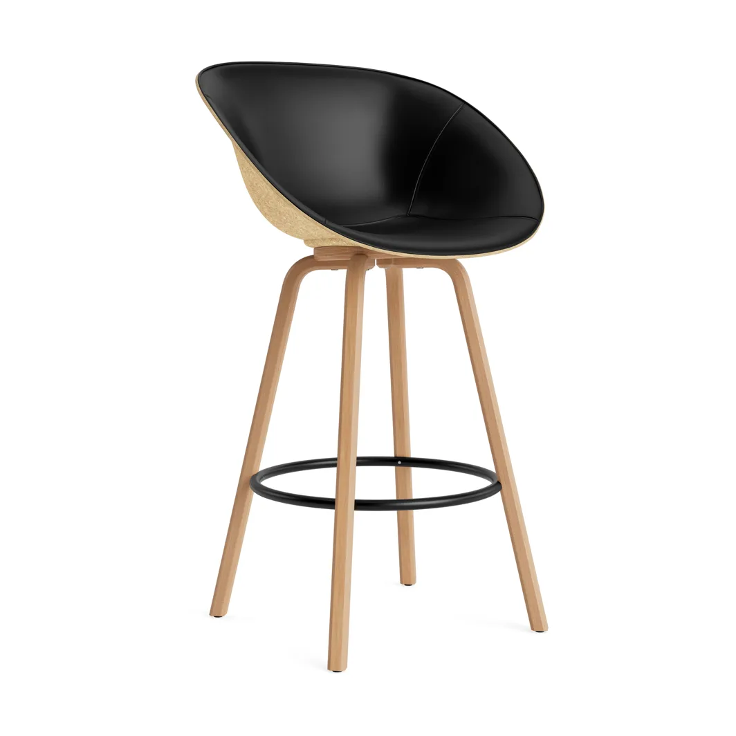 Krzesło Mat Bar Armchair, tapicerowany przód 75 cm, Ultra 41599-hemp-beech-black steel Normann Copenhagen