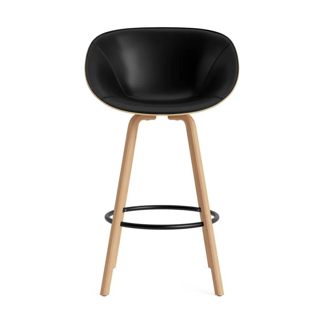 Krzesło Mat Bar Armchair, tapicerowany przód 75 cm, Ultra 41599-hemp-beech-black steel Normann Copenhagen