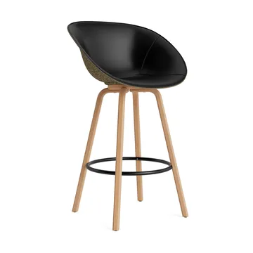 Krzesło Mat Bar Armchair, tapicerowany przód 75 cm - Ultra 41599-seaweed-beech-black steel - Normann Copenhagen