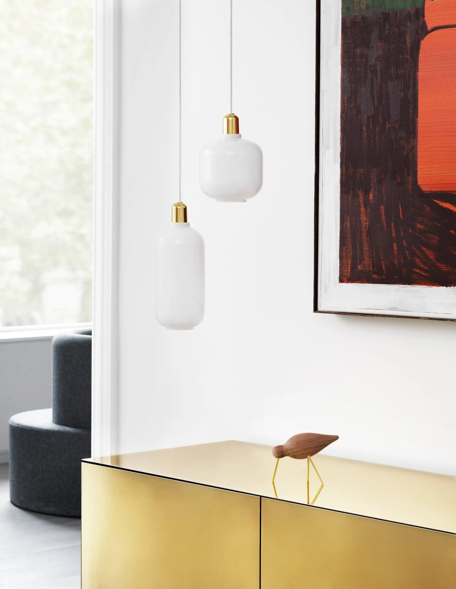 Lampa Amp mała, biały - mosiądz Normann Copenhagen