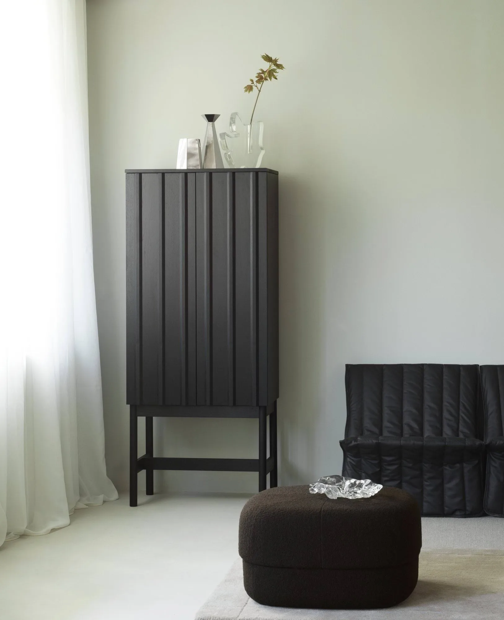 Rib szafka, Soft black, 166,5x70x43 cm Normann Copenhagen