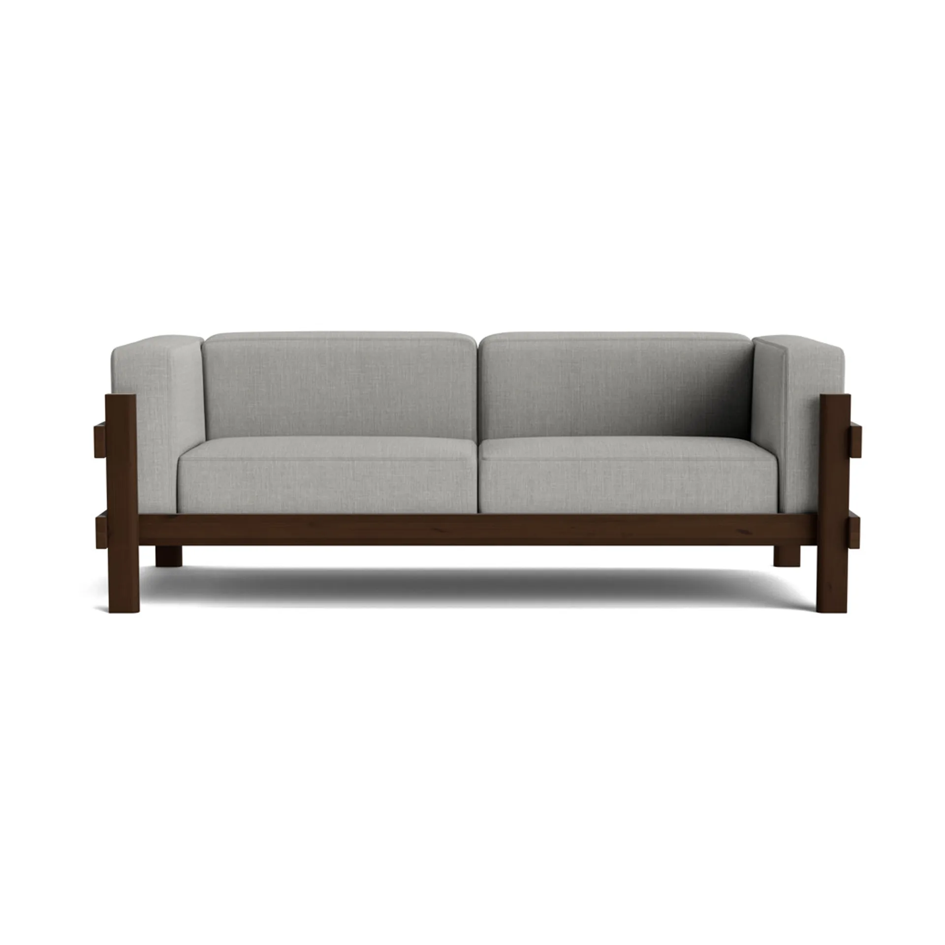 Sofa Kube, Sosna ciemnobrązowa-tkanina Remix 143 Grey, 220 cm Normann Copenhagen