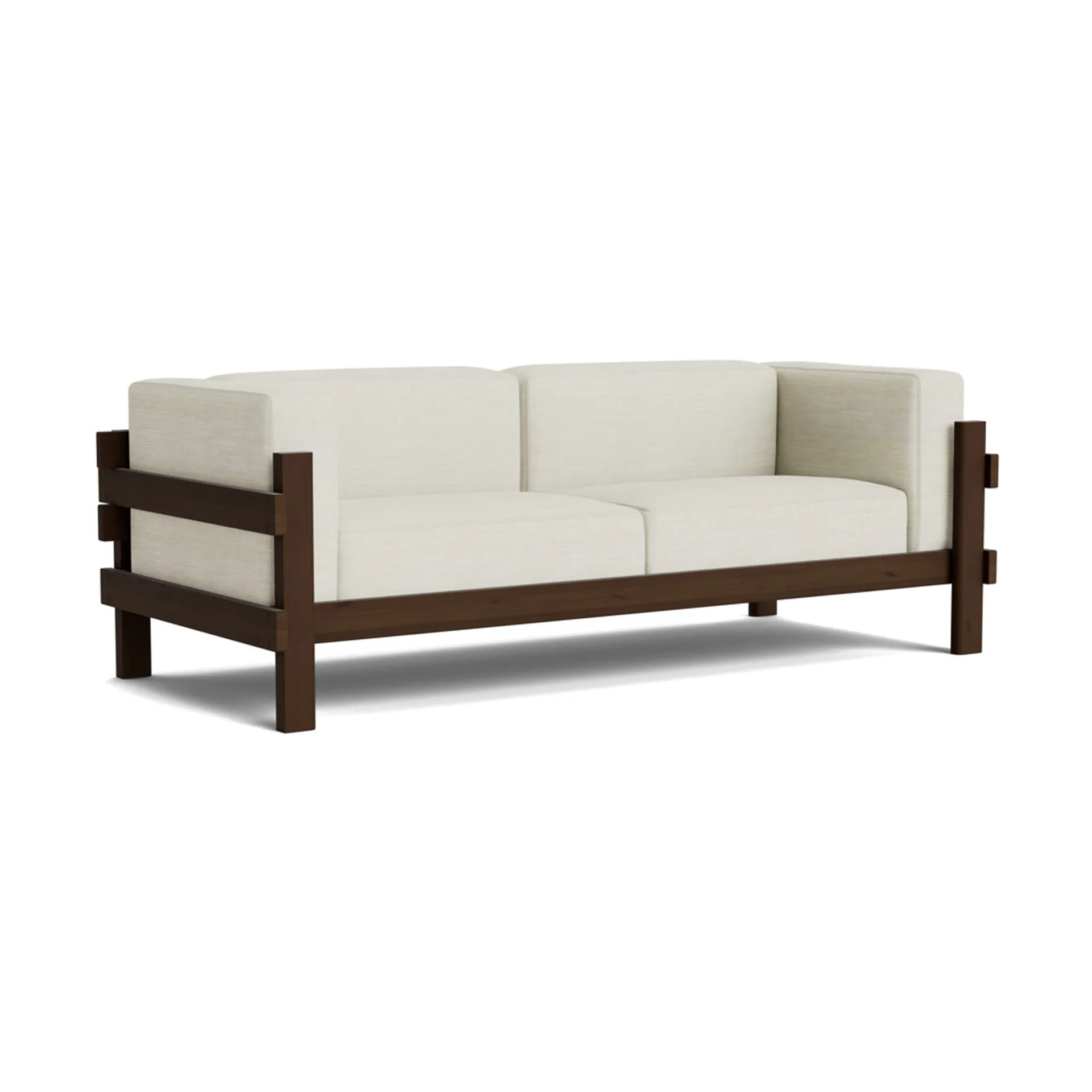 Sofa Kube, Sosna ciemnobrązowa-tkanina Remix 223 Beige, 220 cm Normann Copenhagen
