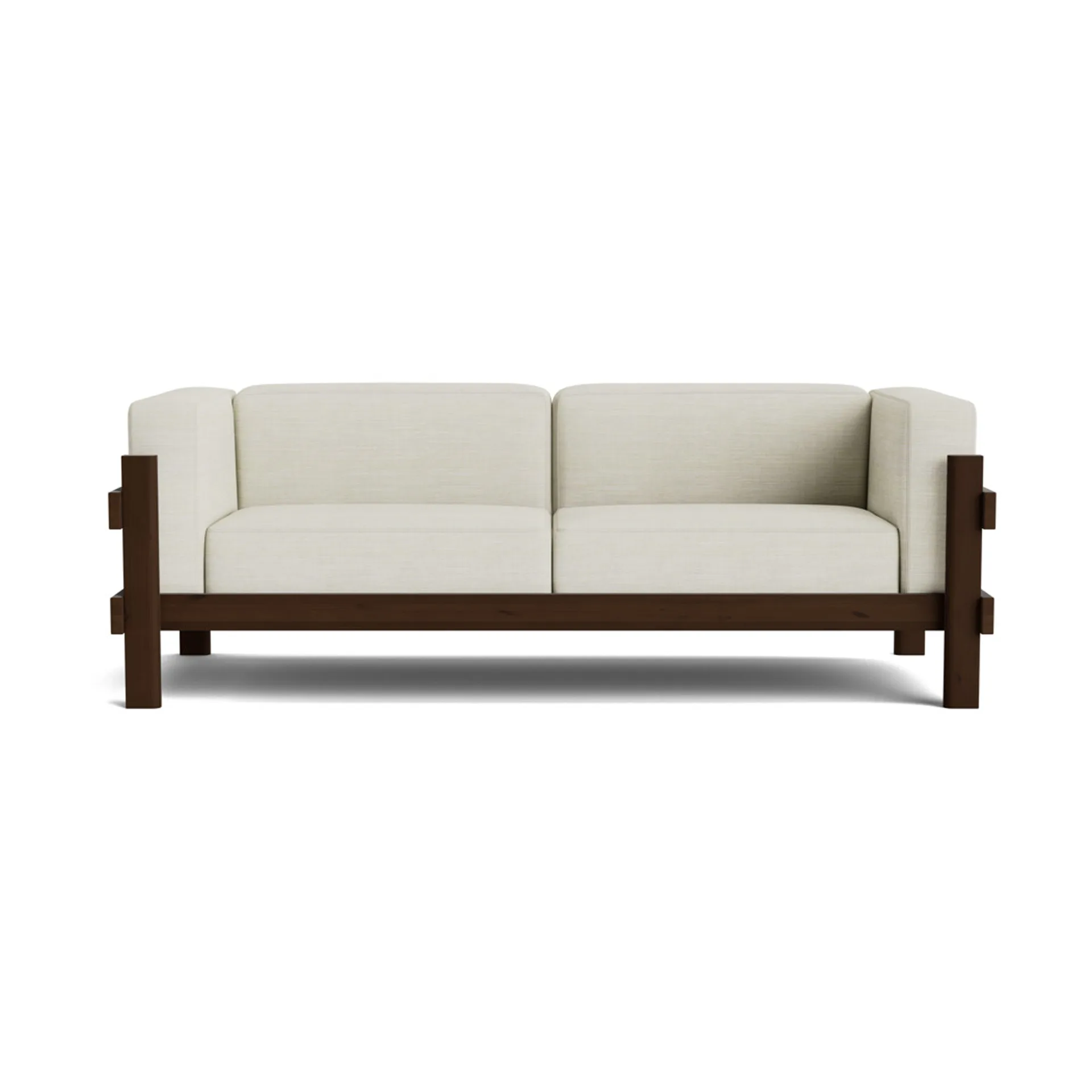 Sofa Kube, Sosna ciemnobrązowa-tkanina Remix 223 Beige, 220 cm Normann Copenhagen