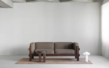 Sofa Kube - Sosna ciemnobrązowa-tkanina Remix 223 Beige, 220 cm - Normann Copenhagen