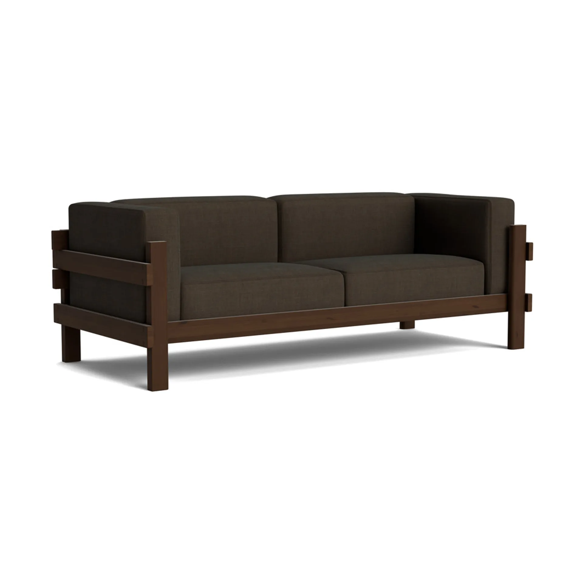 Sofa Kube, Sosna ciemnobrązowa-tkanina Remix 356 Brown, 220 cm Normann Copenhagen