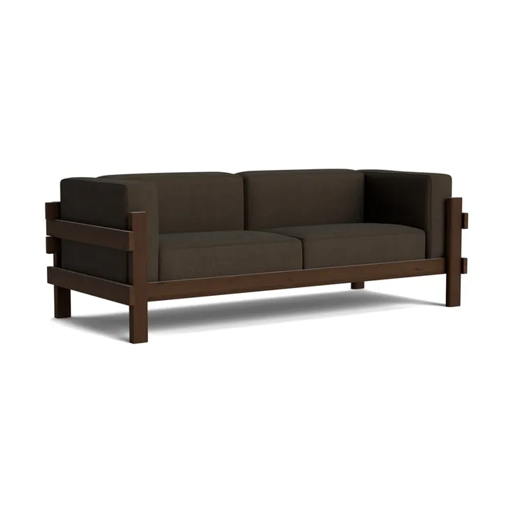 Sofa Kube - Sosna ciemnobrązowa-tkanina Remix 356 Brown, 220 cm - Normann Copenhagen