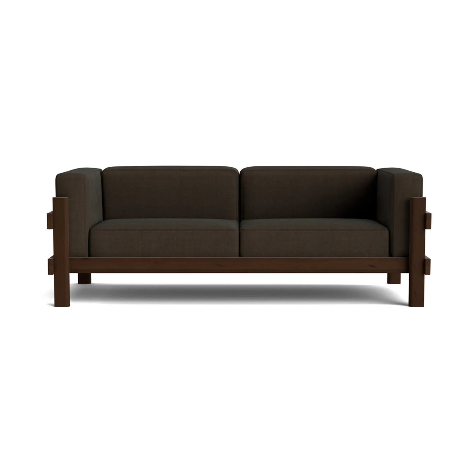 Sofa Kube, Sosna ciemnobrązowa-tkanina Remix 356 Brown, 220 cm Normann Copenhagen