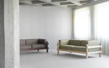 Sofa Kube - Sosna ciemnobrązowa-tkanina Remix 356 Brown, 220 cm - Normann Copenhagen