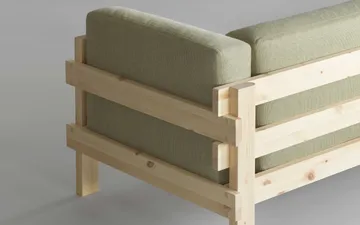 Sofa Kube - Sosna lakierowana-tkanina Remix 143 Grey, 220 cm - Normann Copenhagen