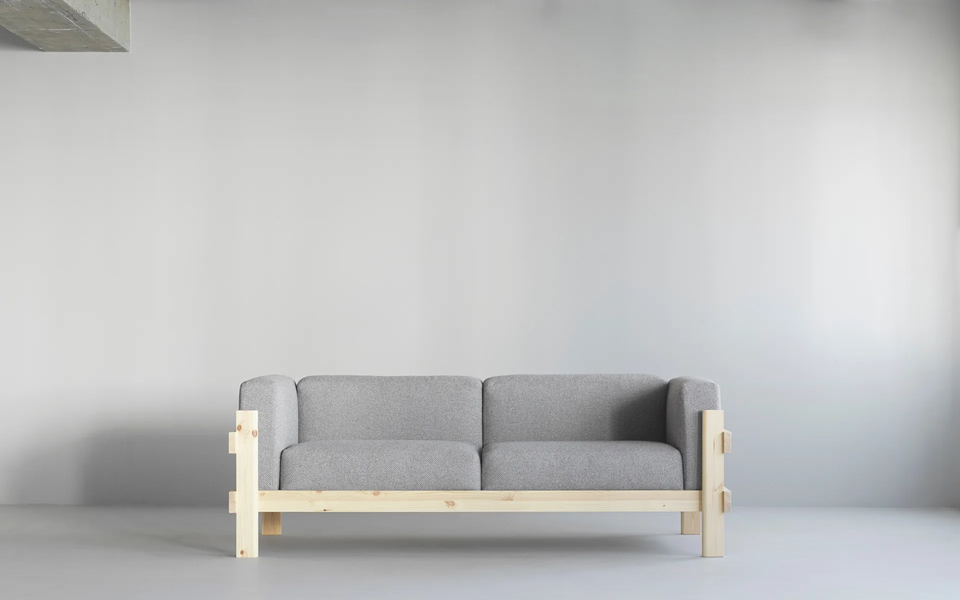 Sofa Kube, Sosna lakierowana-tkanina Remix 223 Beige, 220 cm Normann Copenhagen