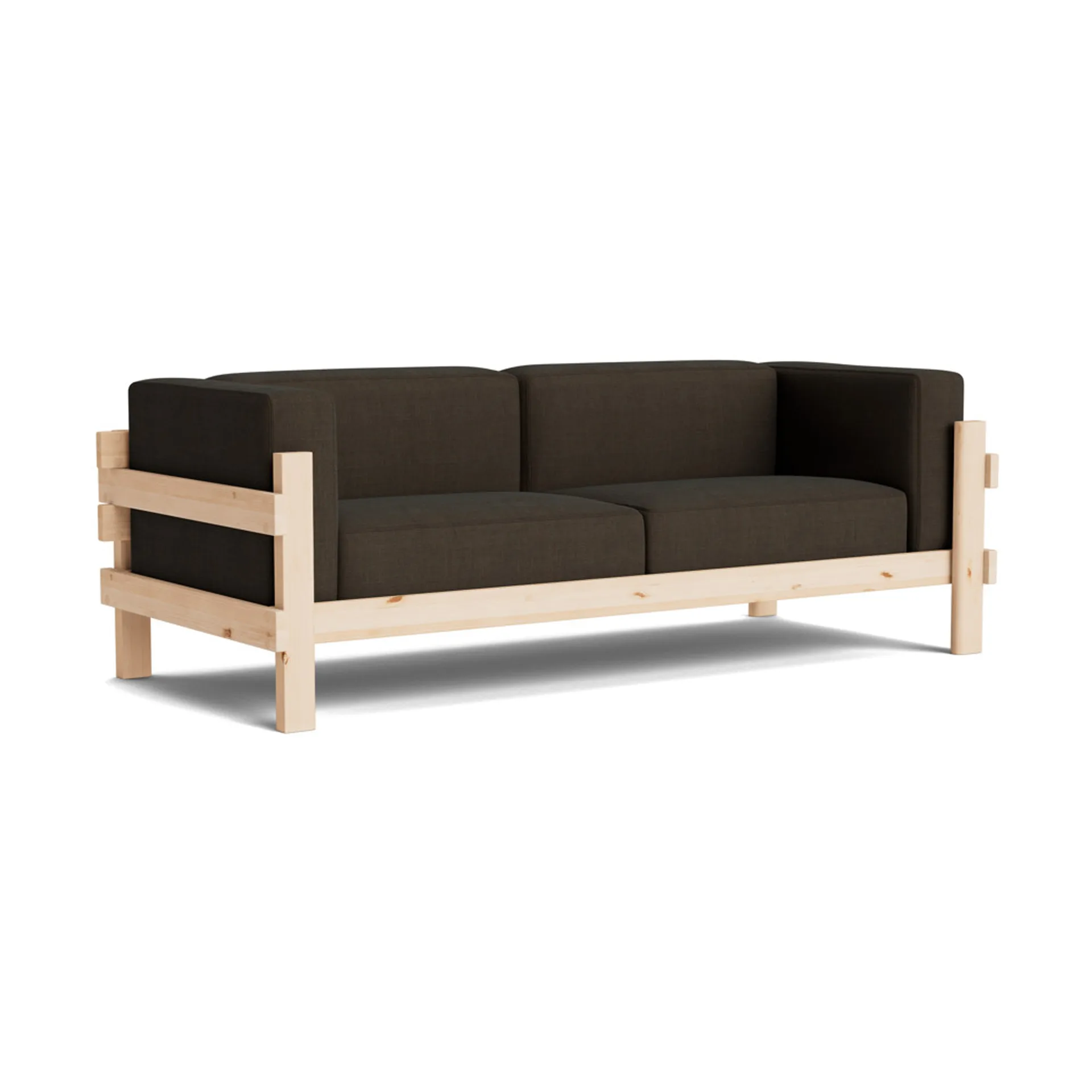 Sofa Kube, Sosna lakierowana-tkanina Remix 356 Brown, 220 cm Normann Copenhagen