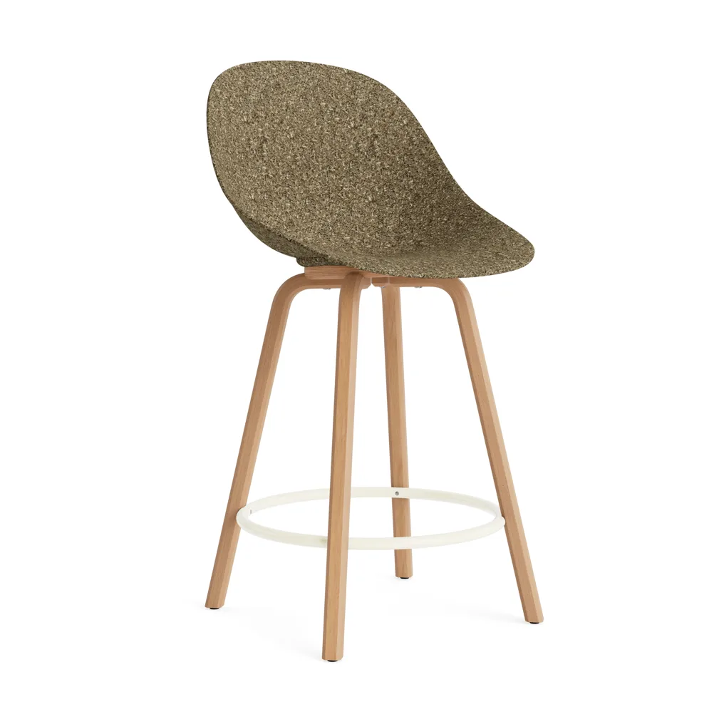 Stołek barowy Mat Bar Chair 65 cm, Seaweed-beech-cream steel Normann Copenhagen