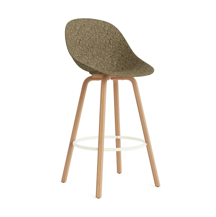 Stołek barowy Mat Bar Chair 75 cm - Seaweed-beech-cream steel - Normann Copenhagen