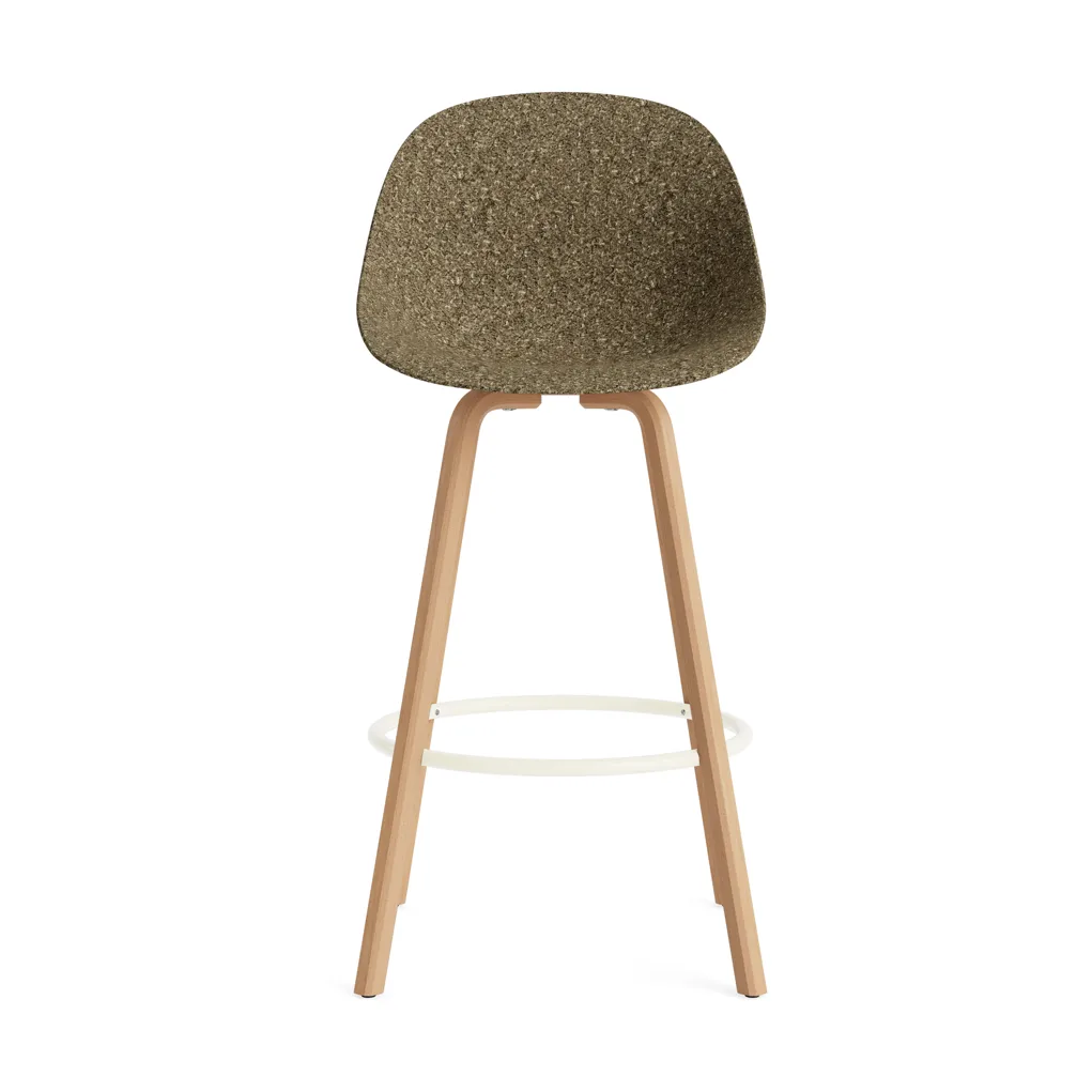 Stołek barowy Mat Bar Chair 75 cm, Seaweed-beech-cream steel Normann Copenhagen