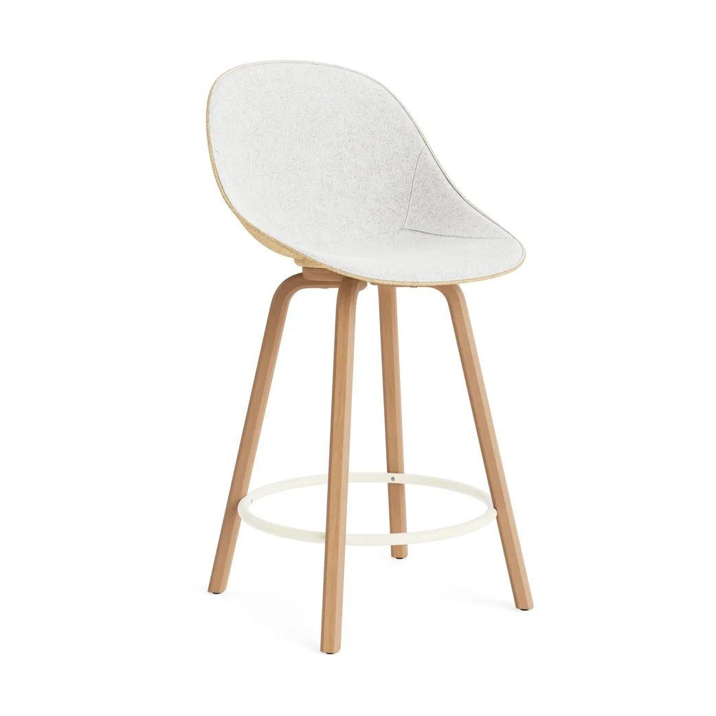 Stołek barowy Mat Bar Chair, tapicerowany przód 65 cm, Hallingdal 110-hemp-beech-cream steel Normann Copenhagen