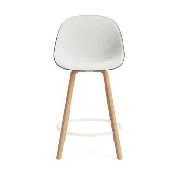Stołek barowy Mat Bar Chair, tapicerowany przód 65 cm - Hallingdal 110-seaweed-beech-cream steel - Normann Copenhagen