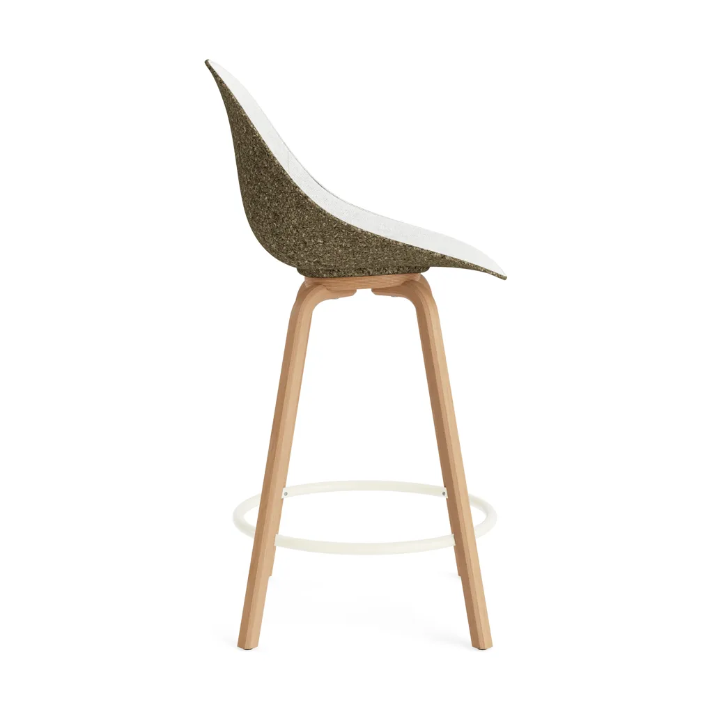 Stołek barowy Mat Bar Chair, tapicerowany przód 65 cm, Hallingdal 110-seaweed-beech-cream steel Normann Copenhagen