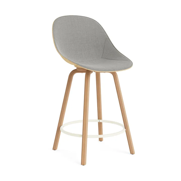 Stołek barowy Mat Bar Chair, tapicerowany przód 65 cm - Remix 133-hemp-beech-cream steel - Normann Copenhagen