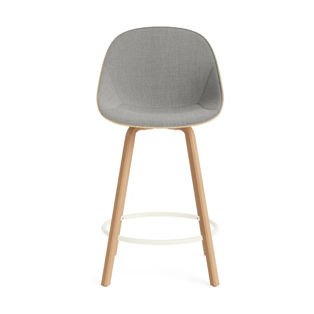 Stołek barowy Mat Bar Chair, tapicerowany przód 65 cm, Remix 133-hemp-beech-cream steel Normann Copenhagen