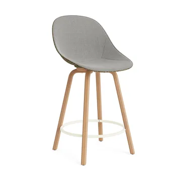 Stołek barowy Mat Bar Chair, tapicerowany przód 65 cm - Remix 133-seaweed-beech-cream steel - Normann Copenhagen