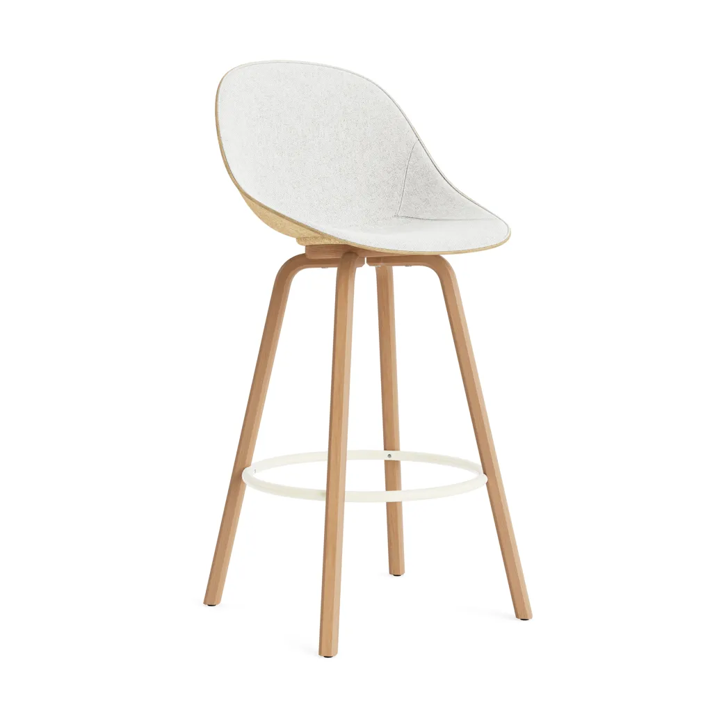 Stołek barowy Mat Bar Chair, tapicerowany przód 75 cm, Hallingdal 110-hemp-beech-cream steel Normann Copenhagen