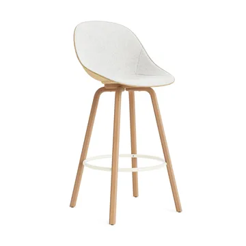 Stołek barowy Mat Bar Chair, tapicerowany przód 75 cm - Hallingdal 110-hemp-beech-cream steel - Normann Copenhagen