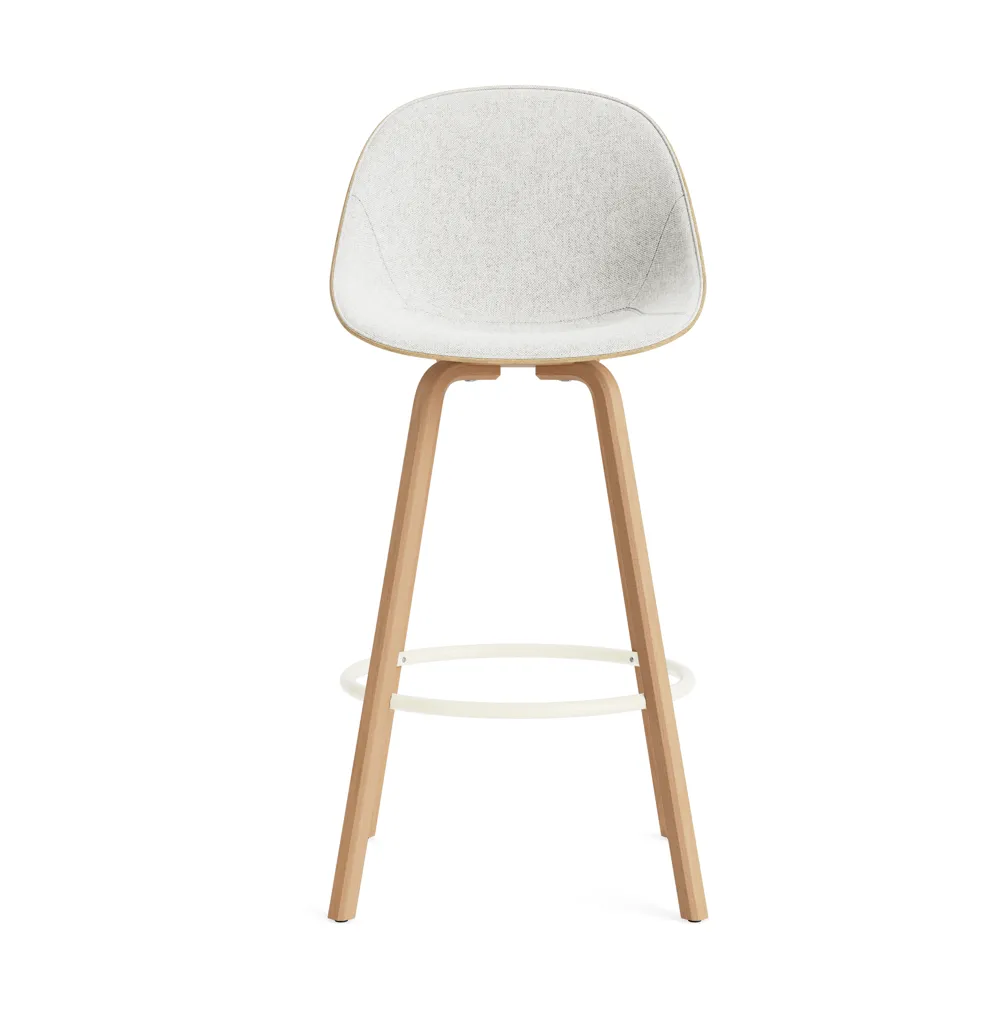 Stołek barowy Mat Bar Chair, tapicerowany przód 75 cm, Hallingdal 110-hemp-beech-cream steel Normann Copenhagen