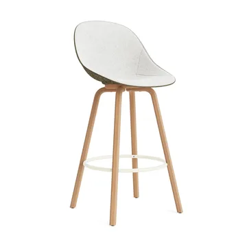 Stołek barowy Mat Bar Chair, tapicerowany przód 75 cm - Hallingdal 110-seaweed-beech-cream steel - Normann Copenhagen