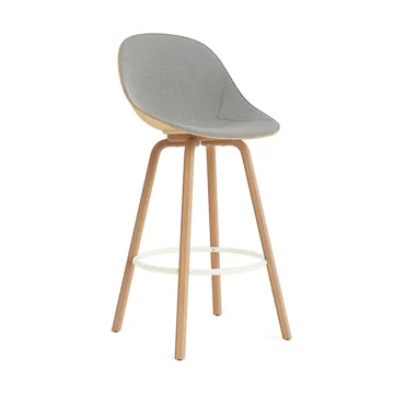 Stołek barowy Mat Bar Chair, tapicerowany przód 75 cm - Remix 133-hemp-beech-cream steel - Normann Copenhagen