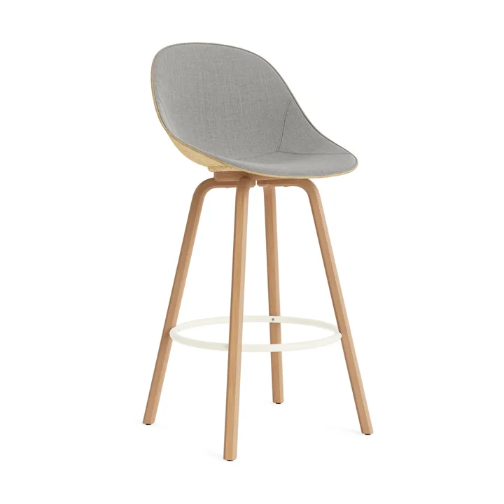Stołek barowy Mat Bar Chair, tapicerowany przód 75 cm - Remix 133-hemp-beech-cream steel - Normann Copenhagen