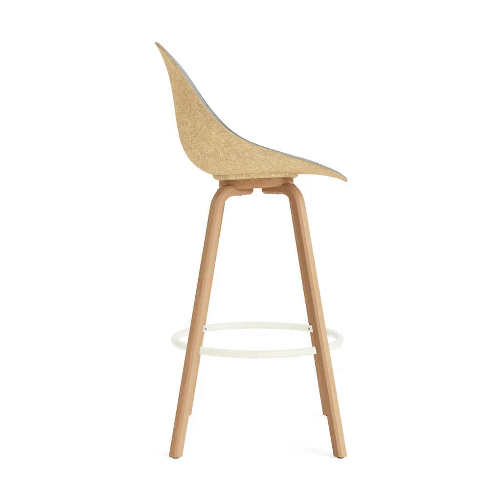 Stołek barowy Mat Bar Chair, tapicerowany przód 75 cm, Remix 133-hemp-beech-cream steel Normann Copenhagen
