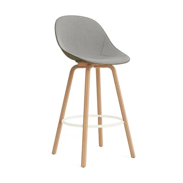 Stołek barowy Mat Bar Chair, tapicerowany przód 75 cm - Remix 133-seaweed-beech-cream steel - Normann Copenhagen