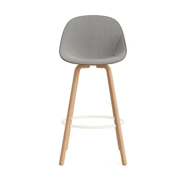 Stołek barowy Mat Bar Chair, tapicerowany przód 75 cm - Remix 133-seaweed-beech-cream steel - Normann Copenhagen
