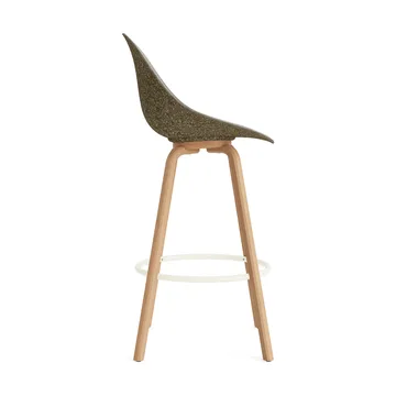 Stołek barowy Mat Bar Chair, tapicerowany przód 75 cm - Remix 133-seaweed-beech-cream steel - Normann Copenhagen