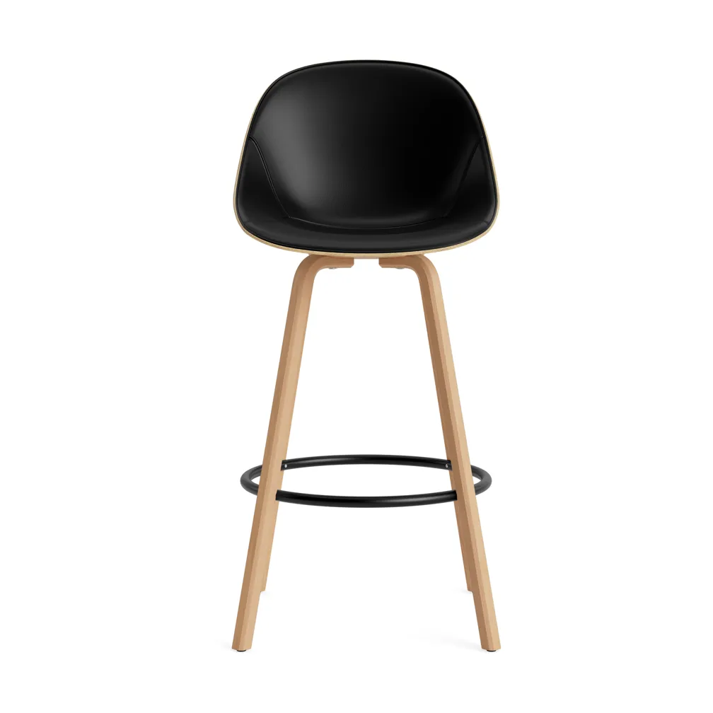 Stołek barowy Mat Bar Chair, tapicerowany przód 75 cm, Ultra 41599-hemp-beech-black steel Normann Copenhagen