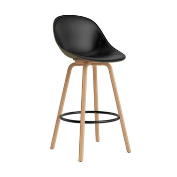 Stołek barowy Mat Bar Chair, tapicerowany przód 75 cm - Ultra 41599-seaweed-beech-black steel - Normann Copenhagen