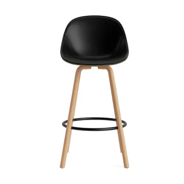 Stołek barowy Mat Bar Chair, tapicerowany przód 75 cm - Ultra 41599-seaweed-beech-black steel - Normann Copenhagen