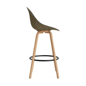 Stołek barowy Mat Bar Chair, tapicerowany przód 75 cm - Ultra 41599-seaweed-beech-black steel - Normann Copenhagen