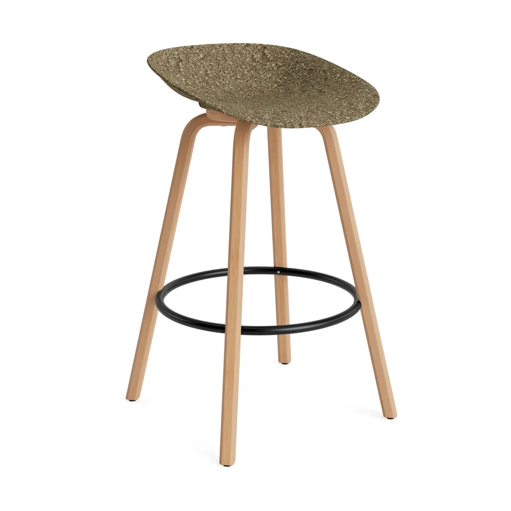 Stołek barowy Mat Barstool 75 cm, Seaweed-beech-black steel Normann Copenhagen