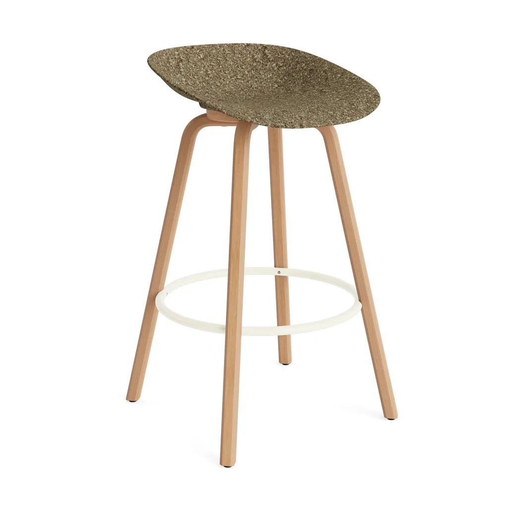 Stołek barowy Mat Barstool 75 cm, Seaweed-beech-cream steel Normann Copenhagen