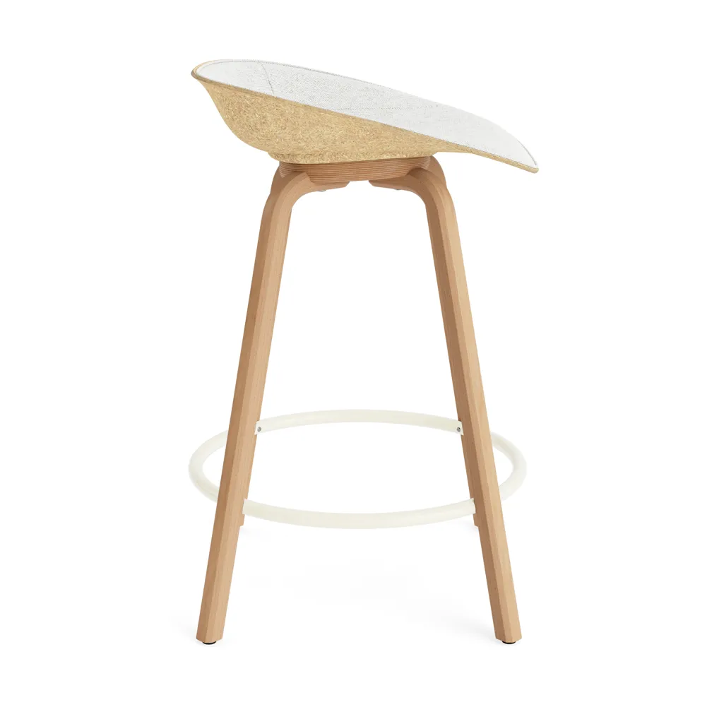 Stołek barowy Mat Barstool, tapicerowany przód 65 cm, Hallingdal 110-hemp-beech-cream steel Normann Copenhagen