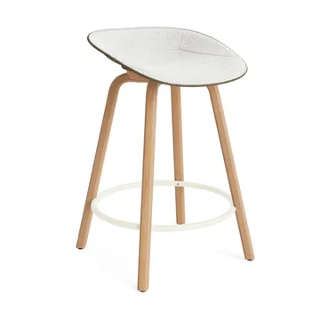 Stołek barowy Mat Barstool, tapicerowany przód 65 cm - Hallingdal 110-seaweed-beech-cream steel - Normann Copenhagen