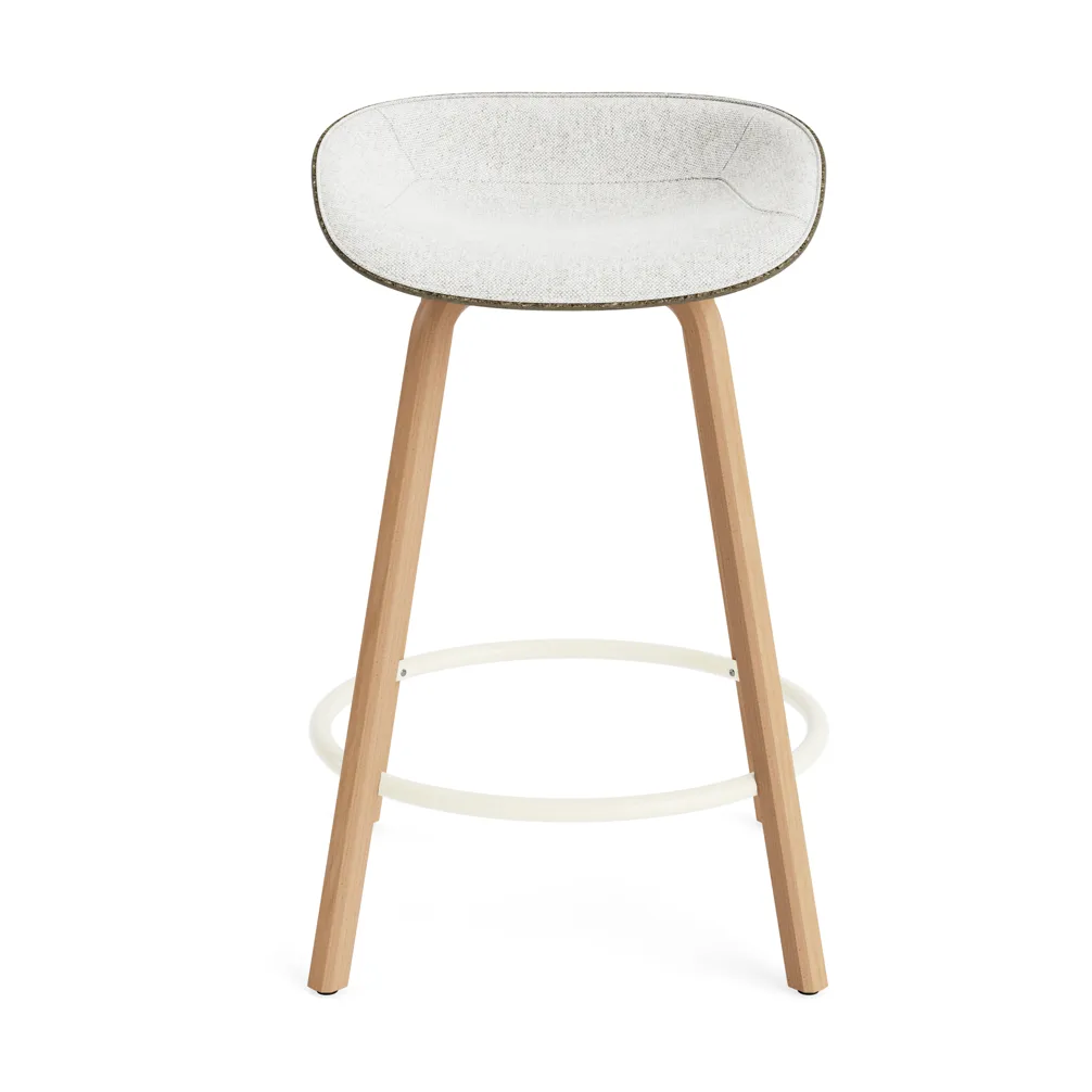 Stołek barowy Mat Barstool, tapicerowany przód 65 cm, Hallingdal 110-seaweed-beech-cream steel Normann Copenhagen