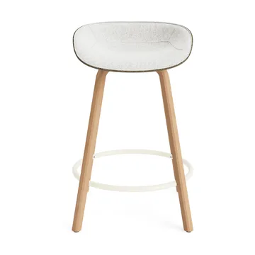 Stołek barowy Mat Barstool, tapicerowany przód 65 cm - Hallingdal 110-seaweed-beech-cream steel - Normann Copenhagen