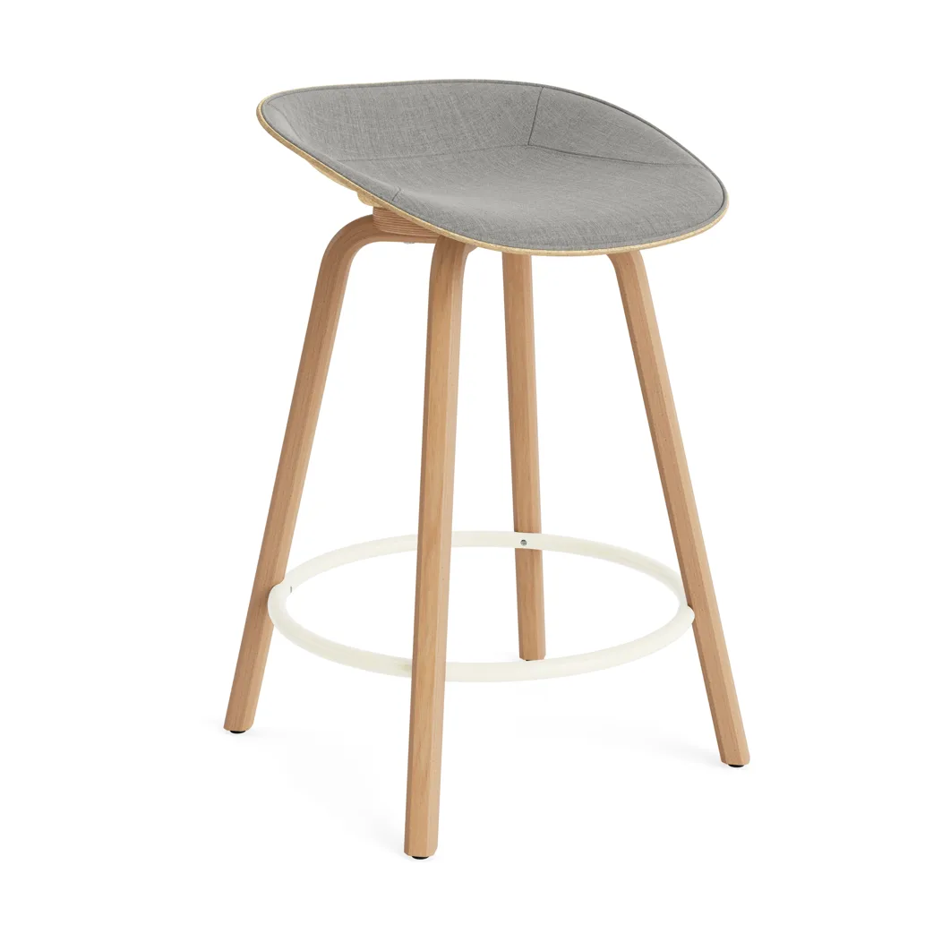 Stołek barowy Mat Barstool, tapicerowany przód 65 cm, Remix 133-hemp-beech-cream steel Normann Copenhagen